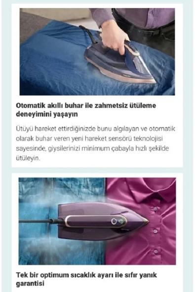 Philips Isınma OptimalTEMP Azur 8000 Seri buharlı Ütü - Resim 6