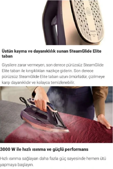 Philips Isınma OptimalTEMP Azur 8000 Seri buharlı Ütü - Resim 3