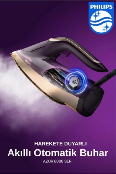 Philips Isınma OptimalTEMP Azur 8000 Seri buharlı Ütü ürün görseli 1