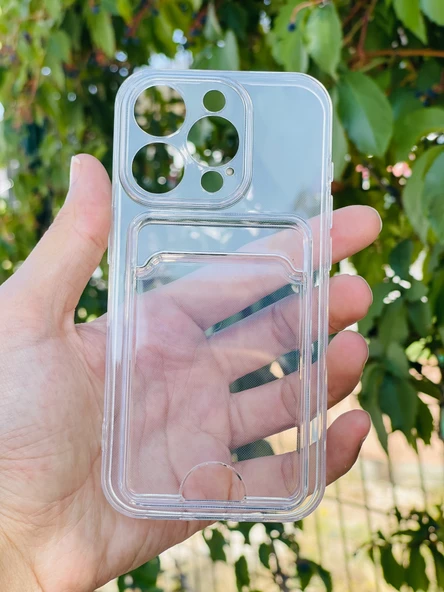 Zipax Apple iPhone 15 Pro Kılıf Şeffaf Kartlıklı Silikon Azn-SetraKart ürün görseli 1