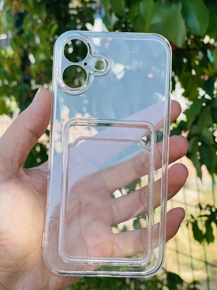 Zipax Apple iPhone 16 Plus Kılıf Şeffaf Kartlıklı Silikon Azn-SetraKart ürün görseli 1