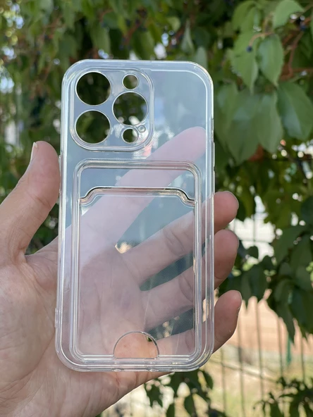Zipax Apple iPhone 14 Pro Kılıf Şeffaf Kartlıklı Silikon Azn-SetraKart ürün görseli 1