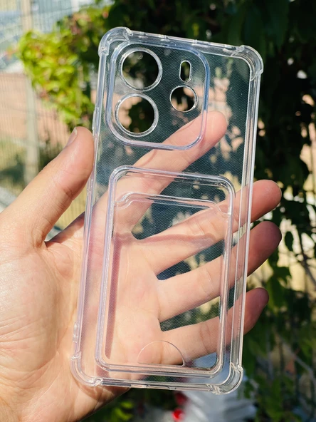 Zipax Xiaomi Redmi Note 14 4G Kılıf Şeffaf Kartlıklı Silikon Azn-SetraKart ürün görseli 1