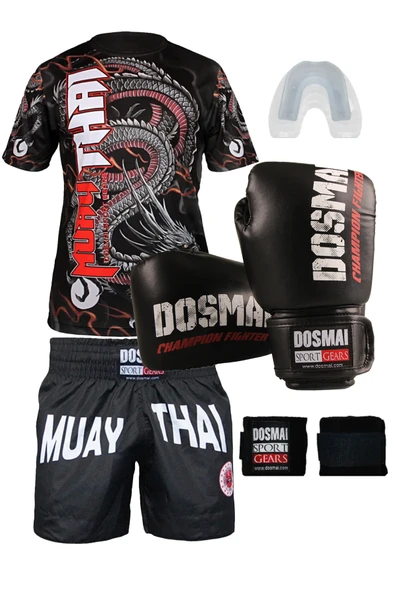DO-SMAI Boks Kick Boks Muay Thai İnferno Boks Seti Boks Eldiveni Spor T-Shirt Şort Takımı Başlangıç Paketi ürün görseli 1