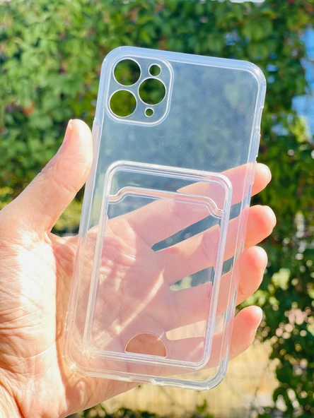 Zipax Apple iPhone 11 Pro Max Kılıf Şeffaf Kartlıklı Silikon Azn-SetraKart ürün görseli 1