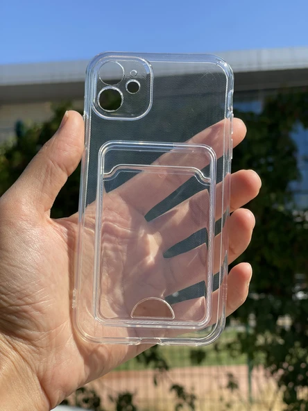 Zipax Apple iPhone 11 Kılıf Şeffaf Kartlıklı Silikon Azn-SetraKart ürün görseli 1