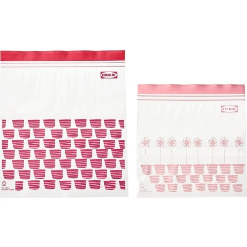 IKEA Kilitlenebilir Buzdolabı Poşeti, Kırmızı-Pembe, 2,5 Lt ve 1,2 Lt, 50 Adet ürün görseli 1