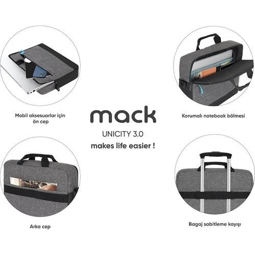 Mack MCC-602 14.1" Unicity 3.0 Notebook Çantası Gri - Resim 8