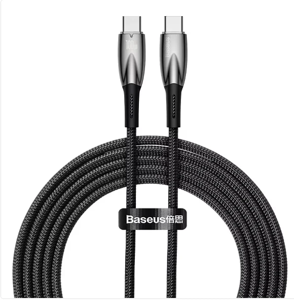 Baseus Glimmer Series 100 W Siyah 2 m Type-C to Type-C Hızlı Şarj Kablosu ürün görseli 1