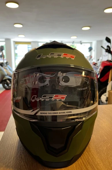 LS5 Çene Açılır Kask Mat Yeşil ürün görseli 1