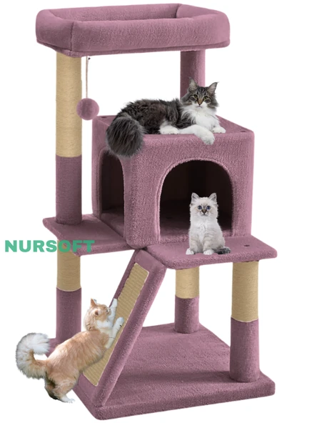 Nursoft Teraslı Dekoratif Kedi Tırmalama ve Oyun Evi ürün görseli 1