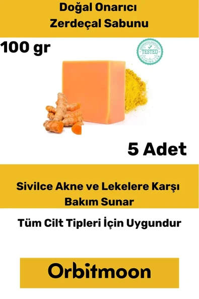 Özel Üretim Doğal El Yüz Saç Vücut Güzel Koku Leke Karşıtı Orijinal Zerdeçal Ekstraktı Sabunu 5 Adet ürün görseli 1