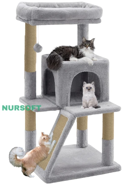 Nursoft Teraslı Dekoratif Kedi Tırmalama ve Oyun Evi ürün görseli 1