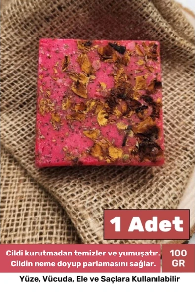 %100 Bitkisel Doğal El Yüz Saç Cilt Vücut Güzel Kokulu Orijinal Saf Gül Sabunu 100G - 1 Adet ürün görseli 1