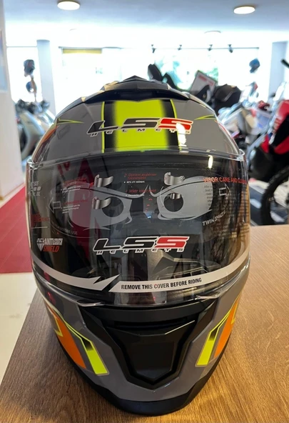 LS5 Çene Açılır Kask Gri - Neon Sarı ürün görseli 1