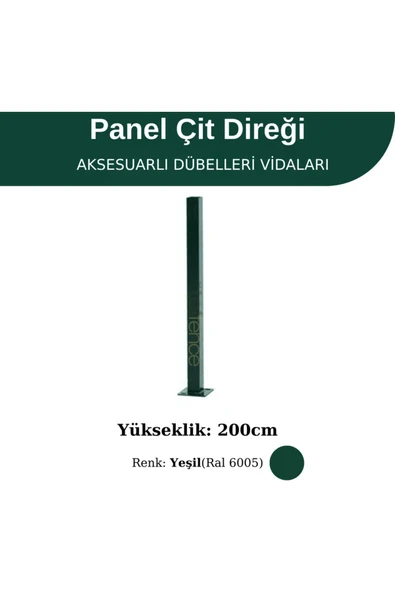 200 Cm Profil Direk - Çim Çit Direği Panel Çit Direği - Resim 2