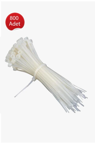 Plastik Kelepçe Cırt Kablo Bağı 2.5x200MM  Beyaz 800 Adet ürün görseli 1