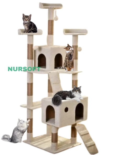 Cat City Yeni Rezidans 3 Stepli Tırmalama ve Eğlenceli Kedi Oyun Evi ürün görseli 1