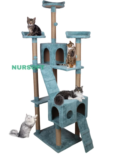 Cat City Yeni Rezidans 3 Stepli Tırmalama ve Eğlenceli Kedi Oyun Evi ürün görseli 1