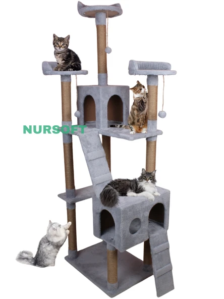 Cat City Yeni Rezidans 3 Stepli Tırmalama ve Eğlenceli Kedi Oyun Evi ürün görseli 1