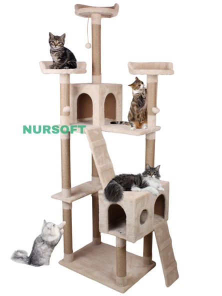 Cat City Yeni Rezidans 3 Stepli Tırmalama ve Eğlenceli Kedi Oyun Evi ürün görseli 1