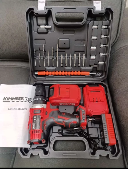 KİMMEER PLUS 12v 1.5 Ah METAL ŞANZIMAN ÇİFT AKÜLÜ ŞARJLI 24 PARÇA AKÜLÜ VİDALAMA MATKAP ürün görseli 1