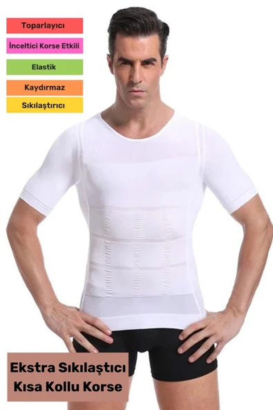 Yeni Ürün Bel Göğüs Dik Duruş Jinekomasti Toparlayıcı Erkek Extra Göbek Sıkılaştırıcı Korse Atlet ürün görseli 1