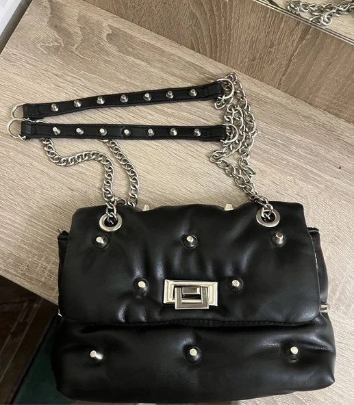 Stradivarius Siyah Desenli Omuz Çantası ürün görseli 1