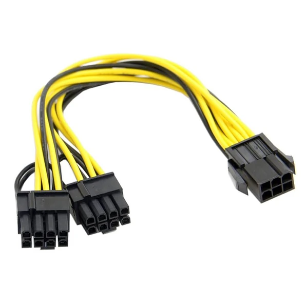 6 pin PSU to 2x8 (6+2) Pin Ekran Kartı Güç Çevirici Kablo 30cm ürün görseli 1