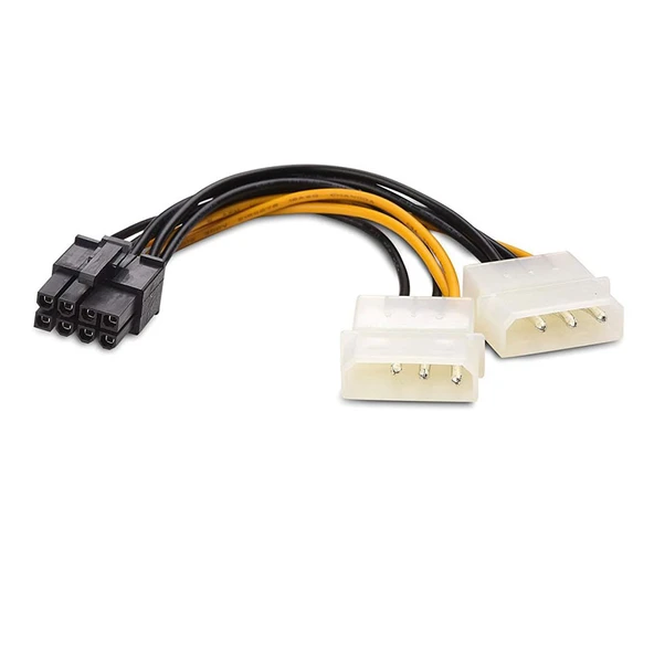 8 Pin PCIe to 2 x ıde Molex Power Kablosu ekran kartı power kablo 30cm ürün görseli 1