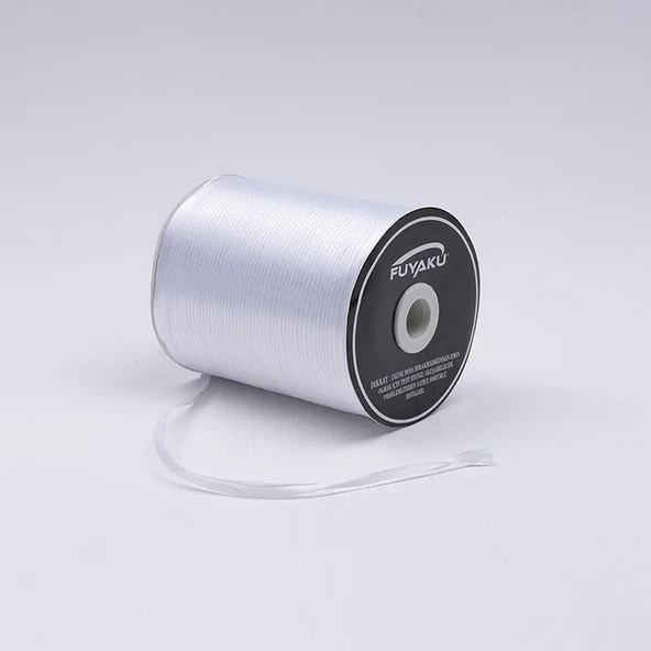 Fuyaku 6 mm Saten Kurdele Beyaz (500 Metre) ürün görseli 1