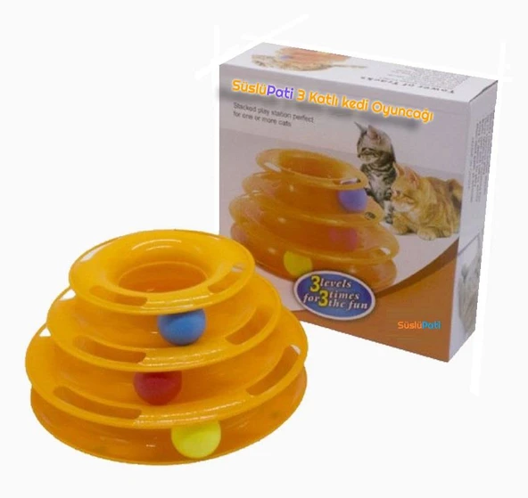 Süslüpati Toplu Yuvarlak 3 Katlı Şirin Kedi Oyuncağı ürün görseli 1