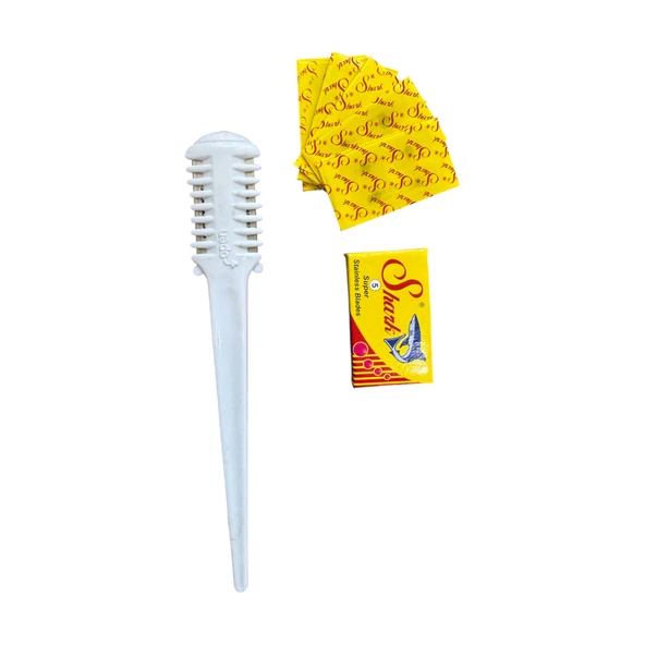 Croc SU02 Beyaz Saç Kesim Usturası -Jiletli Tarak(+5 Adet Jilet) ürün görseli 1