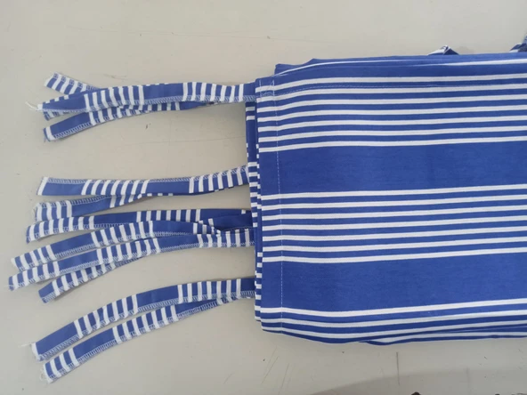 CEYLAN Home Balkon Perdesi Ölçü Seçenekli Bağcıklı Mavi Beyaz Çizgili ürün görseli 1