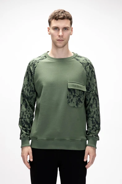 Bad Bear Deep Yeşil Crewneck Erkek Baskılı Sweatshirt ürün görseli 1