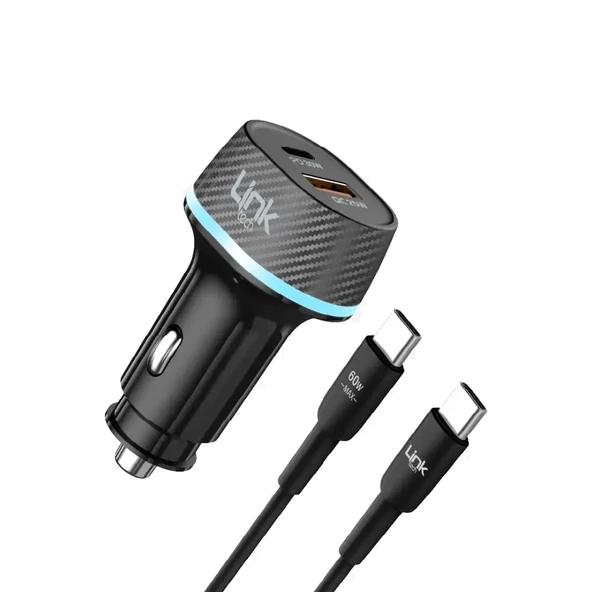 LinkTech C434 55W Dual PD30W + QC25W Araç Şarj Aleti Type-C to Type-C Kablo Set ürün görseli 1