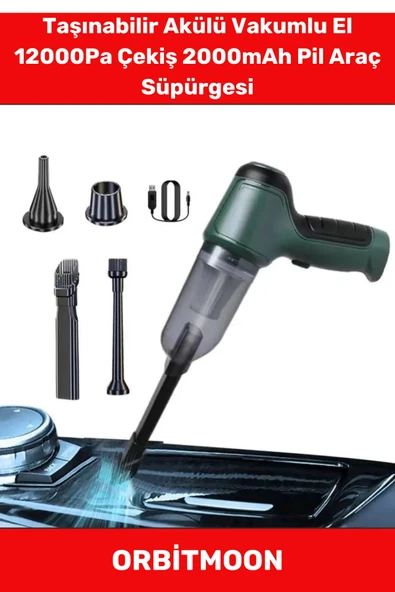 Özel Seri Otomatik Aydınlatma Taşınabilir Akülü Vakumlu El 12000Pa Çekiş 2000mAh Pil Araç Süpürgesi ürün görseli 1