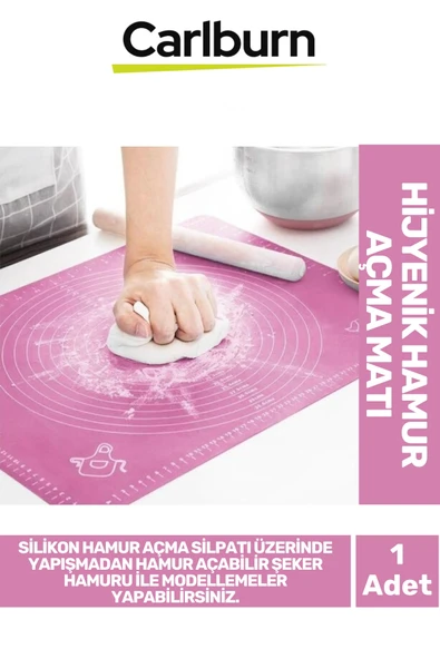Özel Üretim Hijyenik Pratik Ölçekli Gıda Uyumlu Silikon Kaymaz 50x40cm Hamur Açma Matı ürün görseli 1