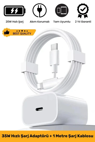 Macbook İphone Tüm Serilere Uyumlu 35w 15 16 17 Plus Pro Type C Kablolu Hızlı Şarj Seti Adaptör ürün görseli 1