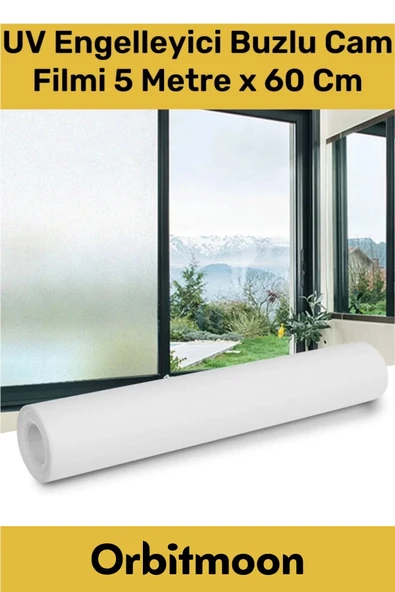 Premium Seri İz Bırakmayan İç Göstermeyen Yapışkan UV Engelleyici Buzlu Cam Filmi 5 Metre x 60 Cm ürün görseli 1