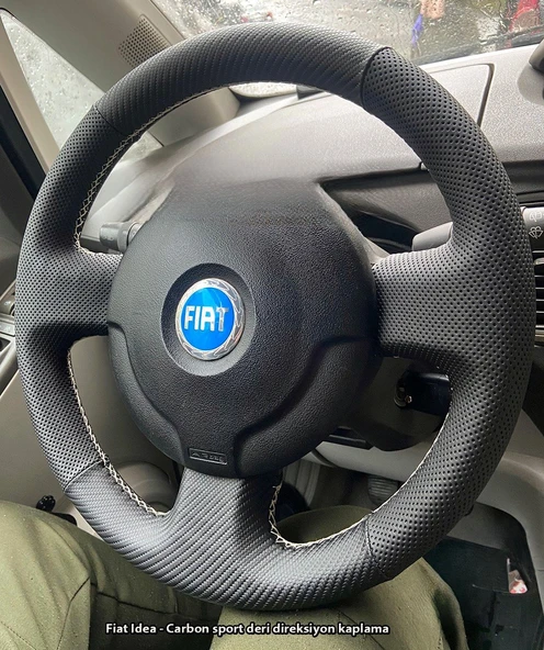 Fiat İdea Araca Özgü Dikmeli Direksiyon NOKTA KARBON KREM İP ürün görseli 1