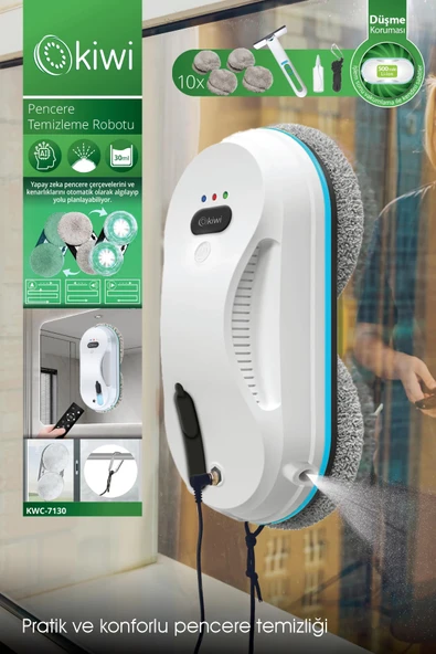 Kiwi Kwc-7130 Uzaktan Kumandalı Sıvı Püskürtmeli Cam Silme Robotu ürün görseli 1