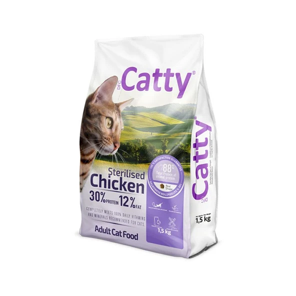 Catty Tavuklu Kısırlaştırılmış Yetişkin Kedi Maması 1,5 Kg ürün görseli 1