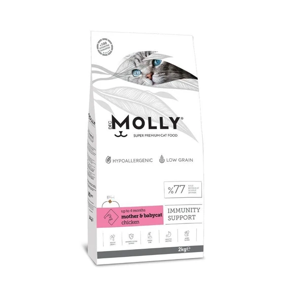 Molly Düşük Tahıllı Hypoallergenic Tavuklu Anne ve Yavru Kedi Maması 2 Kg ürün görseli 1