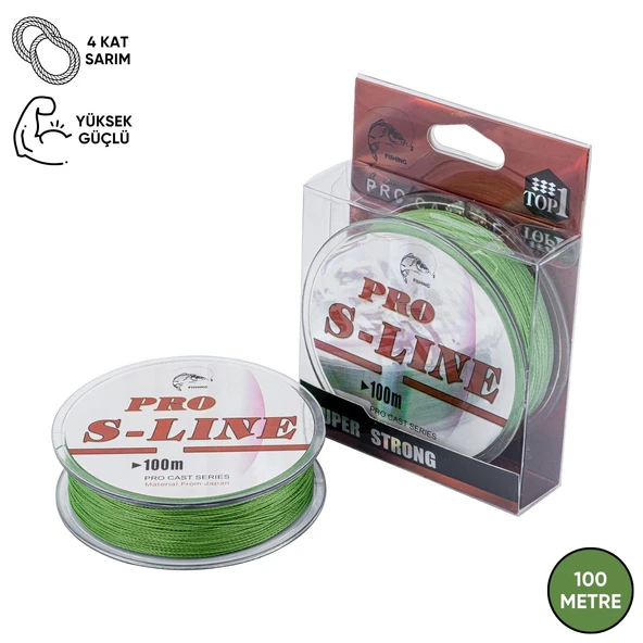 İp Örgü Misina - 4 Kat - Pro S-Line - 100mt - 0.30mm - 18,16kg Çeker ürün görseli 1