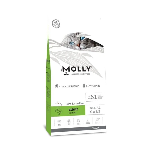 Molly Düşük Tahıllı Hypoallergenic Somonlu Light Kısırlaştırılmış Yetişkin Kedi Maması 15 Kg ürün görseli 1