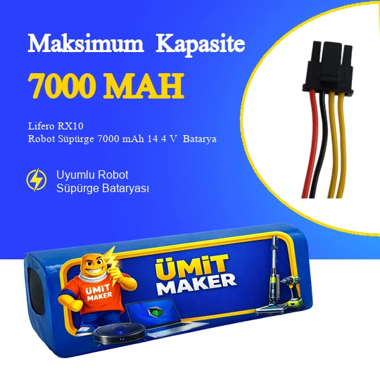 Lifero RX10 Robot Süpürge 7000 mAh 14.4 V  Batarya – Orjinal Uyumlu Uzun Ömürlü, Yüksek Performans Pil ürün görseli 1