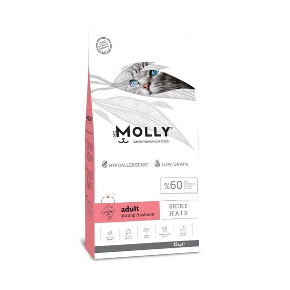Molly Düşük Tahıllı Hypoallergenic Karidesli ve Somonlu Yetişkin Kedi Maması 15 Kg ürün görseli 1
