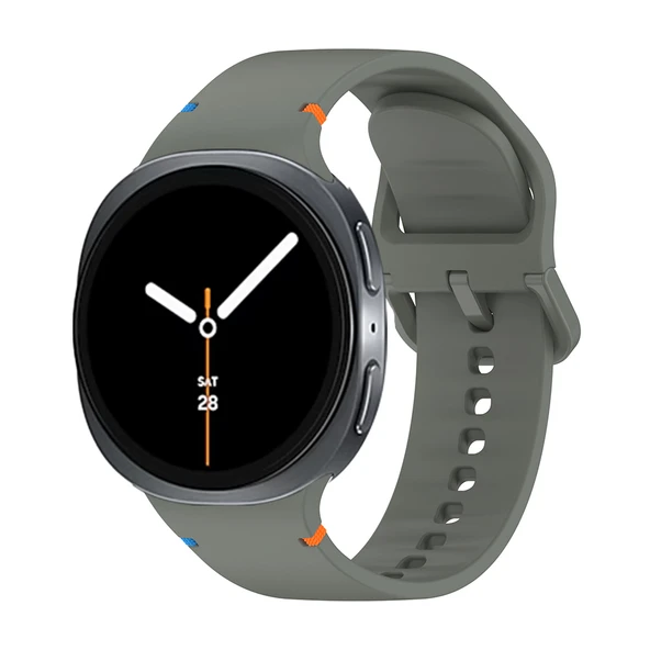 Samsung Galaxy Watch 8 44mm 40mm İle Uyumlu Metal Tokalı Spor Silikon Kordon  Haki ürün görseli 1