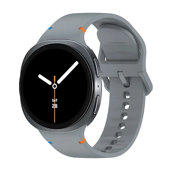 Samsung Galaxy Watch 8 44mm 40mm İle Uyumlu Metal Tokalı Spor Silikon Kordon  Gri ürün görseli 1